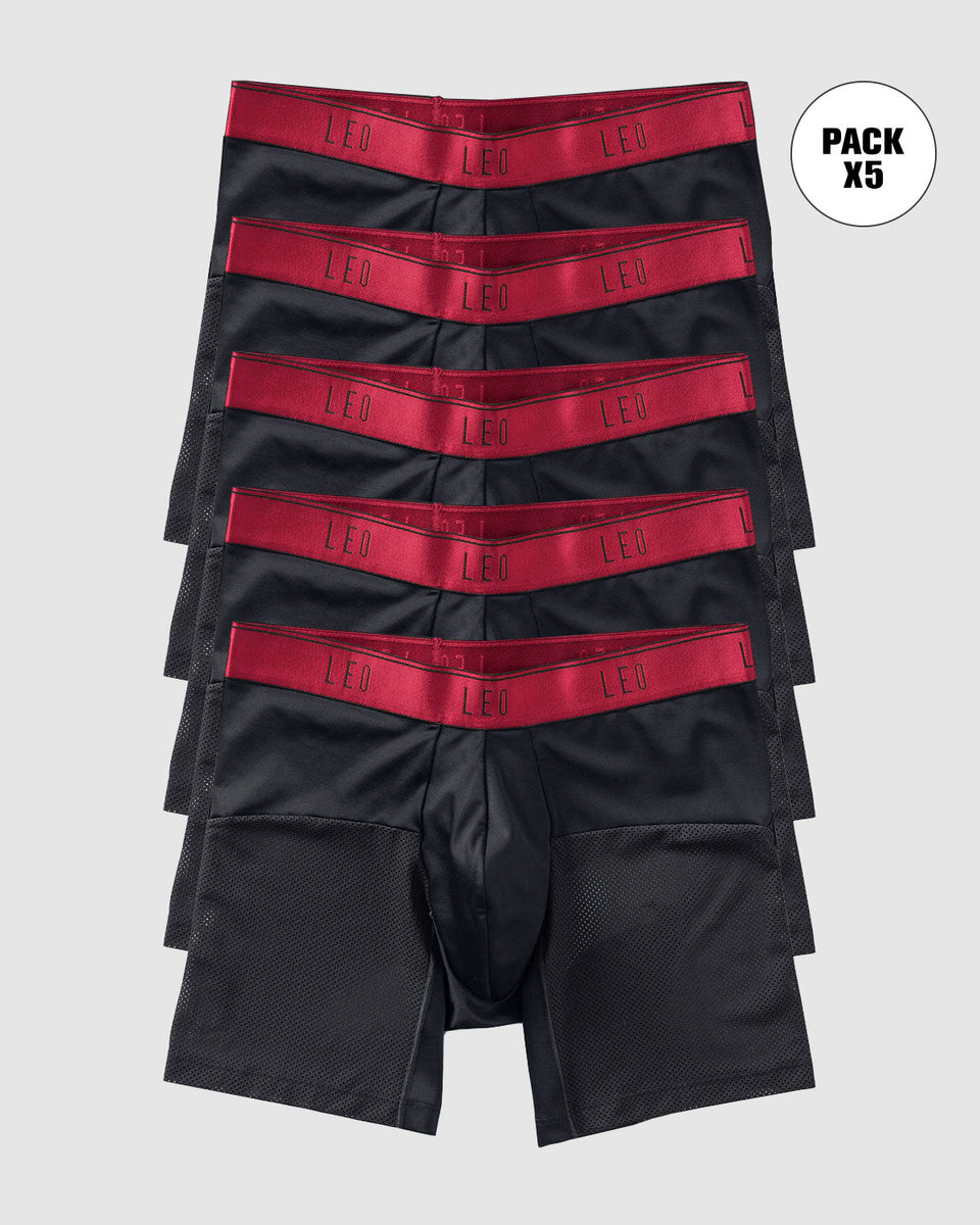 5-Pack High-Tech Mesh Boxer Briefs with Ergonomic Pouches