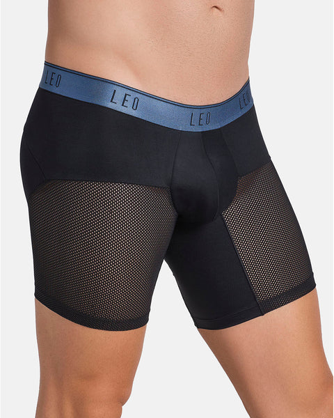 Leo Long Leg Athletic Boxer Briefs with Side Pocket - Quick Dry Mens  Underwear Black at  Men's Clothing store
