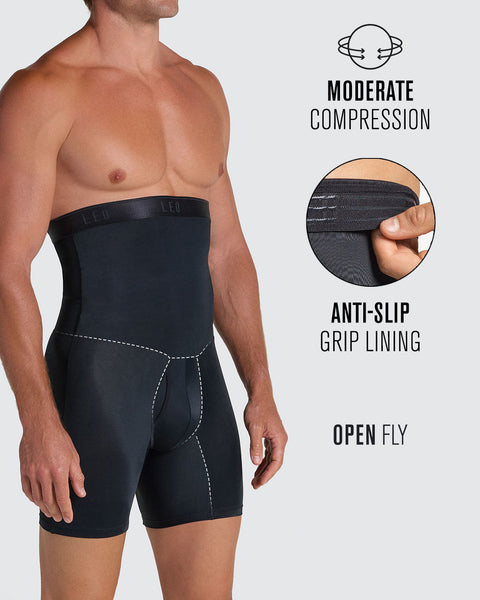 Leo high waist stomach shaper with boxer brief#color_700-black