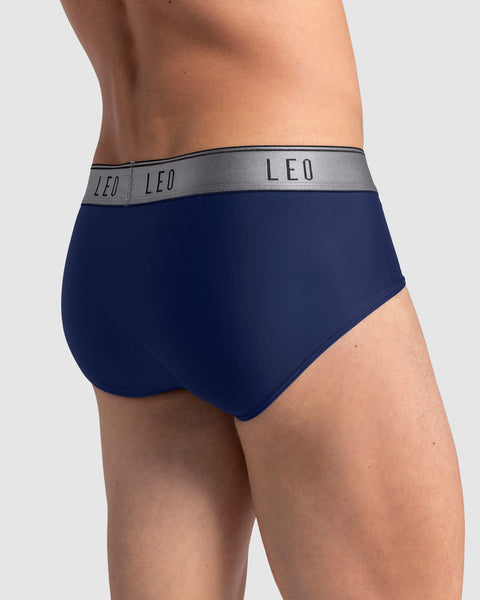 Microfiber Brief with Ergonomic Pouch#color_516-dark-blue-elastic-gray