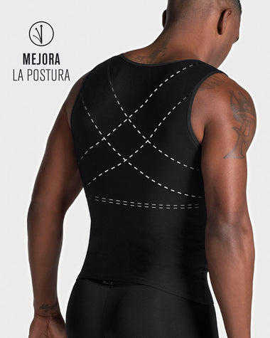 Men's firm body shaper vest with back support max/force#color_700-black