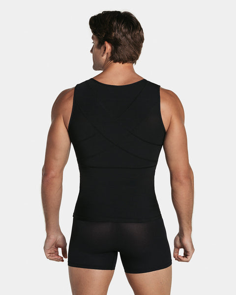 Men's firm body shaper vest with back support max/force#color_700-black
