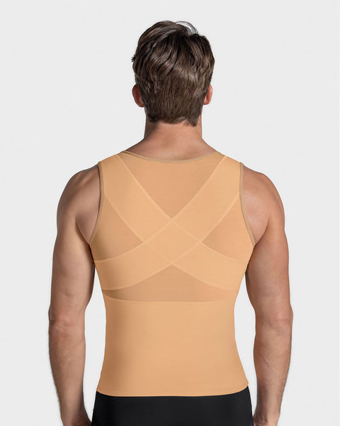 Men's firm compression post-surgical shaper vest#color_864-nude