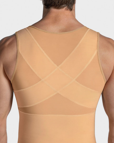 Men's firm compression post-surgical shaper vest#color_864-nude
