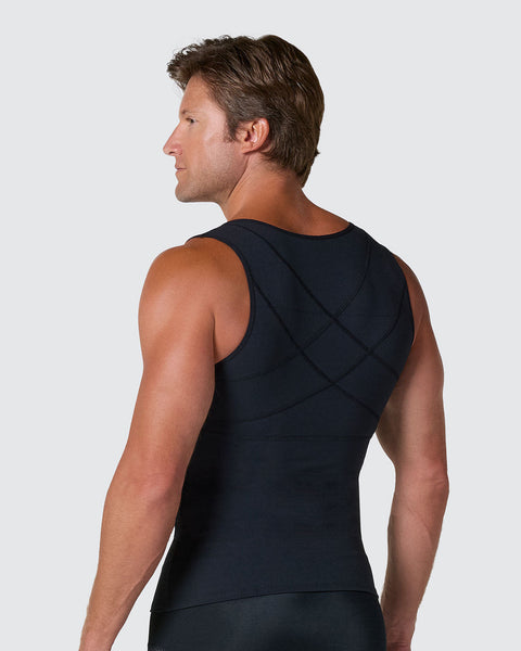 Compression vest with double layer of fabric on abdomen and back#color_700-black