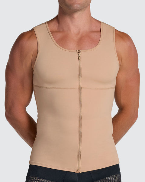 Compression vest with double layer of fabric on abdomen and back#color_801-golden-beige