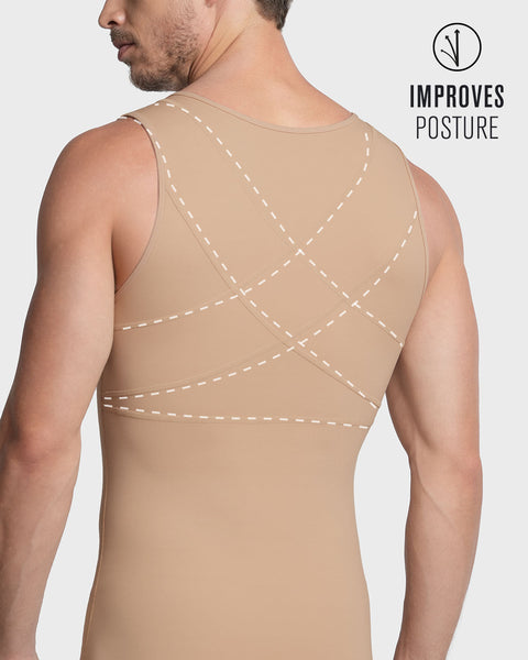 Compression vest with double layer of fabric on abdomen and back#color_801-golden-beige