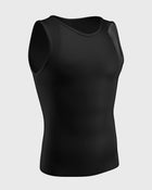 Stretch Cotton Moderate Compression Shaper Tank with Mesh Cutouts#color_700-black