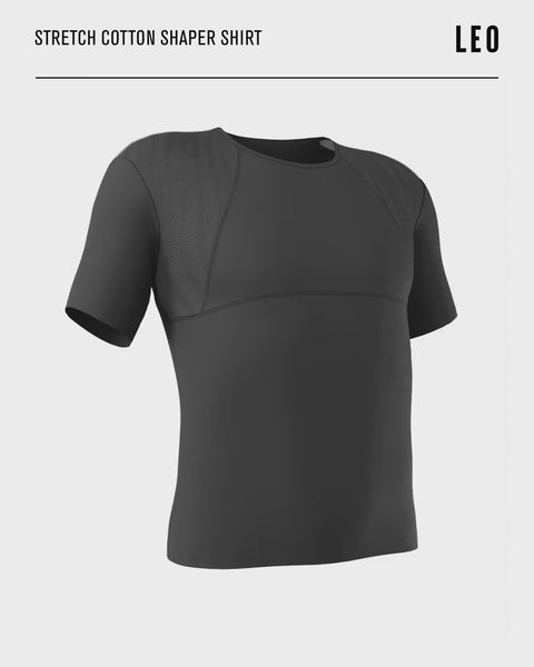 Stretch Cotton Moderate Compression Shaper Shirt with Mesh Cutouts